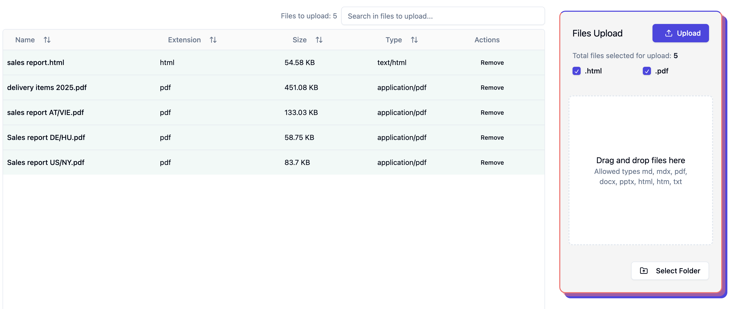 Files Upload to Knowledge Source